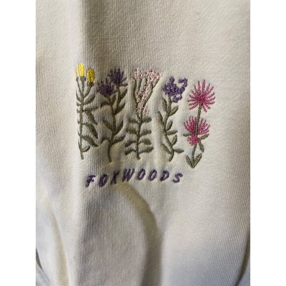 Foxwoods Light Green Floral Embroidered Full Zip Pullover Top SZ Large - Picture 4 of 6